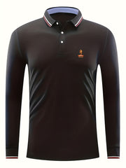 Men's Seven Print Polo Shirt Casual Long Sleeve Shirt