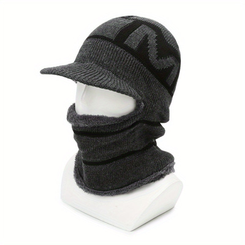 Winter Balaclava Hat with Brim Neck and Ear Protection for Boys
