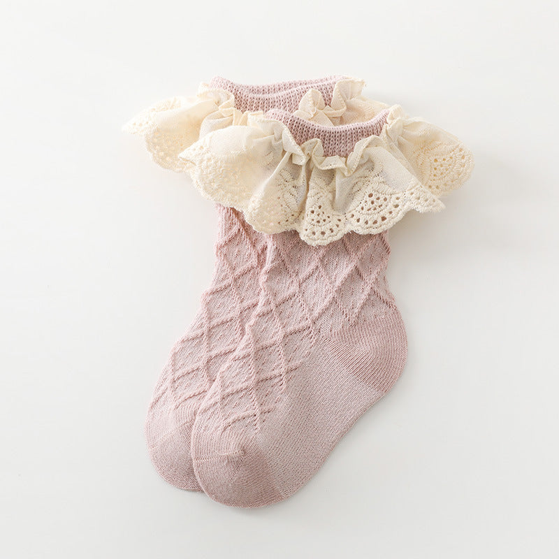 Baby Girls Ruffle Lace Dance Socks
