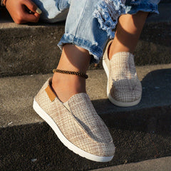 Women's Flat Canvas Shoes Casual Anti-skid Slip On Lightweight Loafers