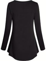 Women's Solid Long Sleeve Button Up Ruched Peplum Top