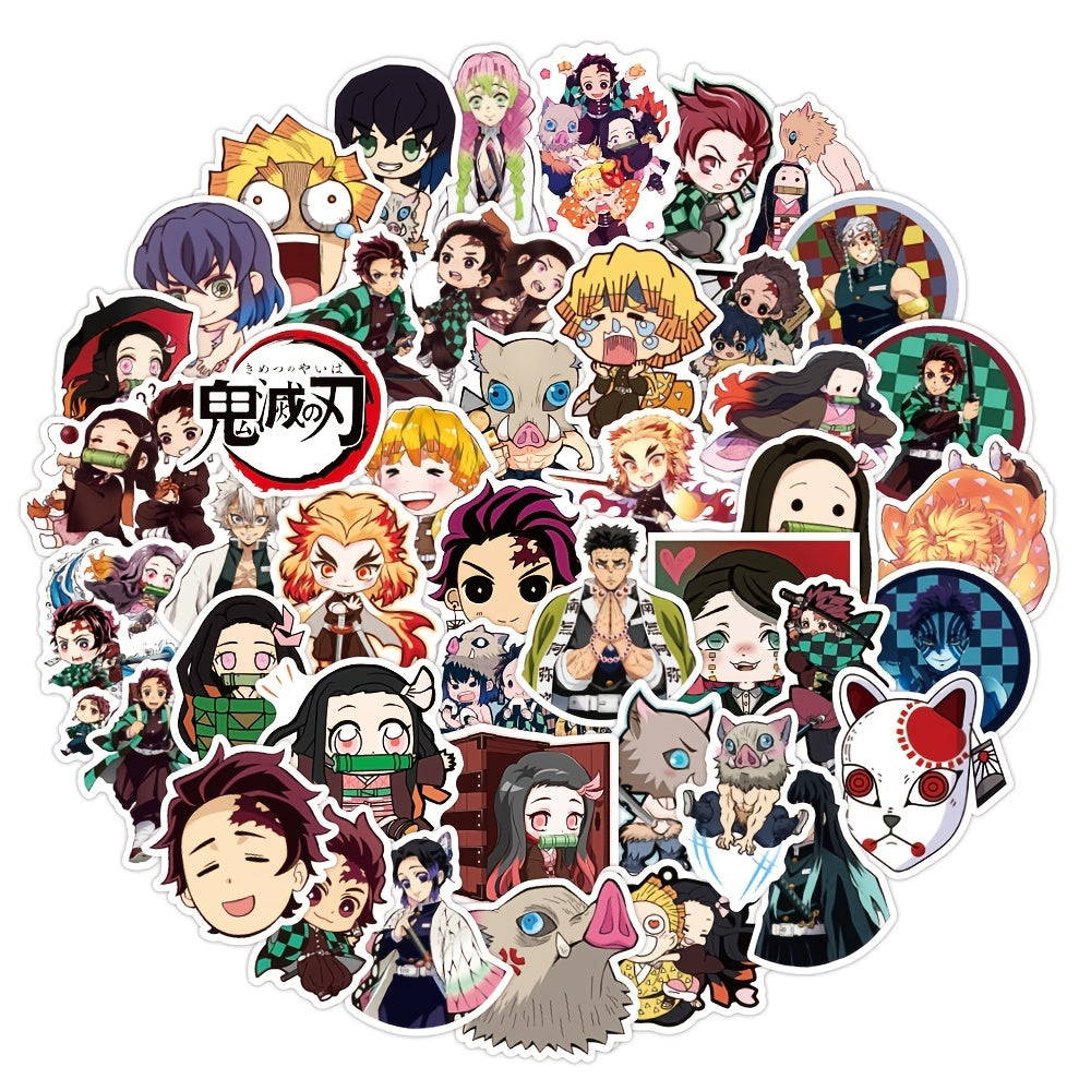 50pcs Anime Vinyl Waterproof Sticker Packs For Skateboard Luggage Laptop Bottle