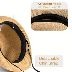 Wide Brim Straw Panama Hat Fedora for Men Women