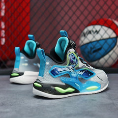 Kids Bball Shoes with Shock Absorption and Rotary Buckle