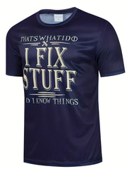 Breathable Men's Letter Print T Shirt for Running and Training
