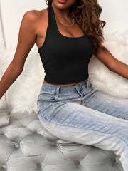 Ribbed Backless Crop Halter Top Y2K Sexy Sleeveless Summer Top