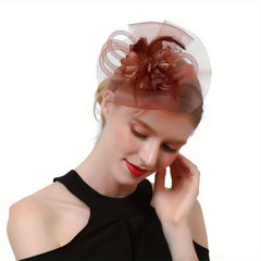 Lady Mesh Hat with Faux Feather Head Piece Accessories