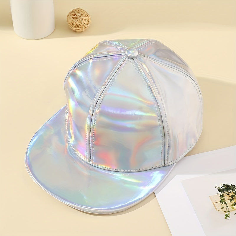Silvery Laser Baseball Cap Metallic Dad Hat Hip Hop Snapback Sunscreen Y2K