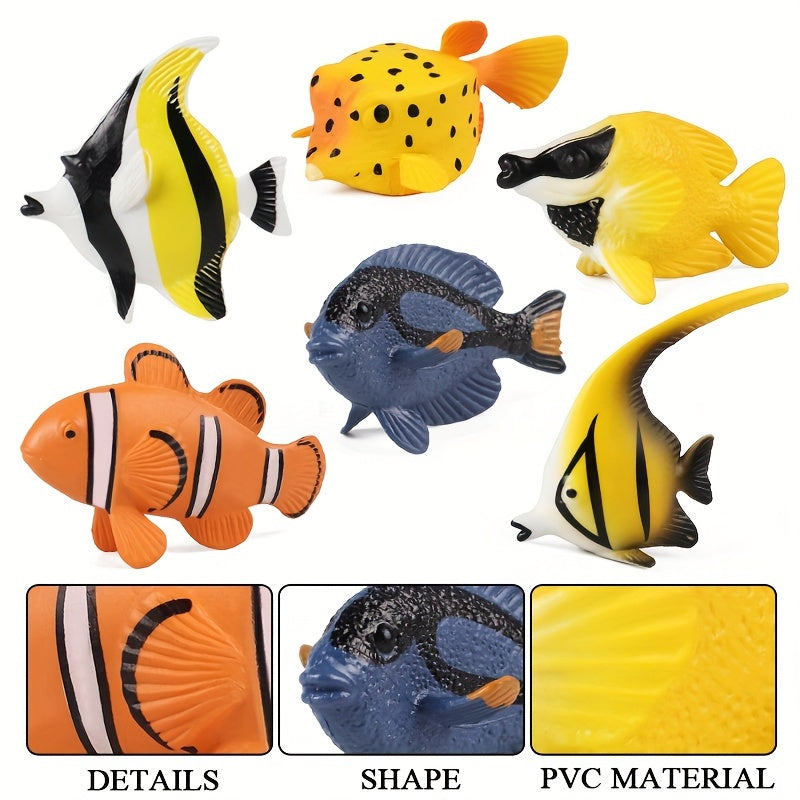 7pcs Mini Tropical Fish Toys Coral Marine Animal Model Set Home Decor
