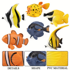 7pcs Mini Tropical Fish Toys Coral Marine Animal Model Set Home Decor