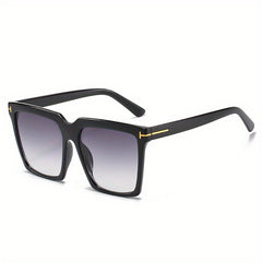 Square Frame Sunglasses Ombre Lens Glasses Rivet Decor Eyewear