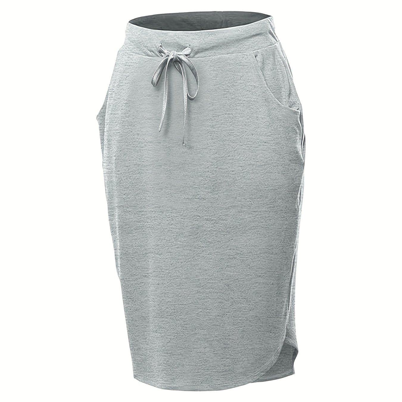 Casual Skirt Women's Plus Solid Elastic Drawstring Slight Stretch