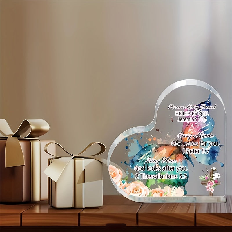 Pink Butterfly Love Ornaments with Christian Scriptures - Holiday Gift
