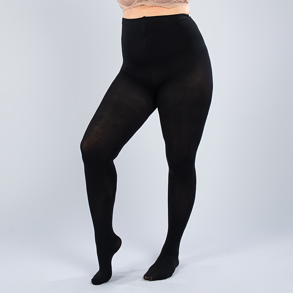 Casual Plus Size High Waist Fleece-Lined Footed Pantyhose