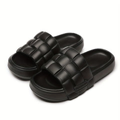 Men's Plaid Platform Slides Soft Sole Slippers