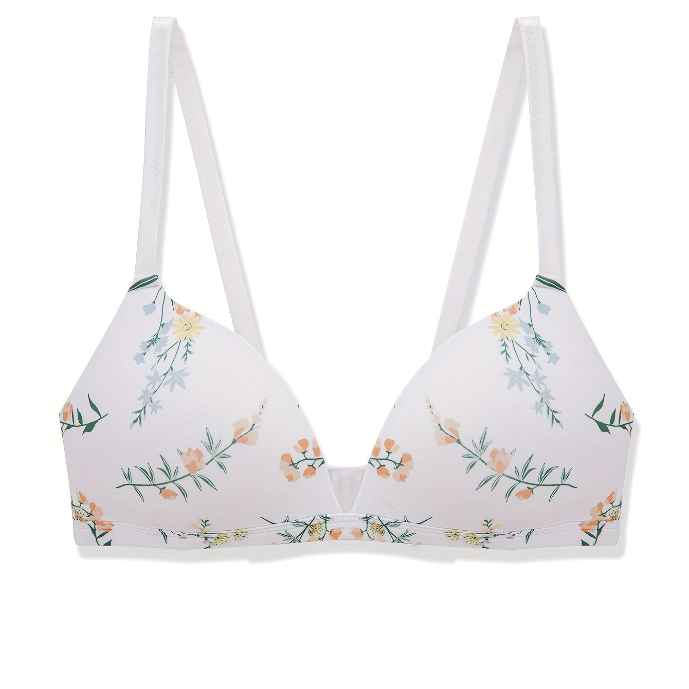 Floral Print Wireless Bra Comfy & Breathable Intimates