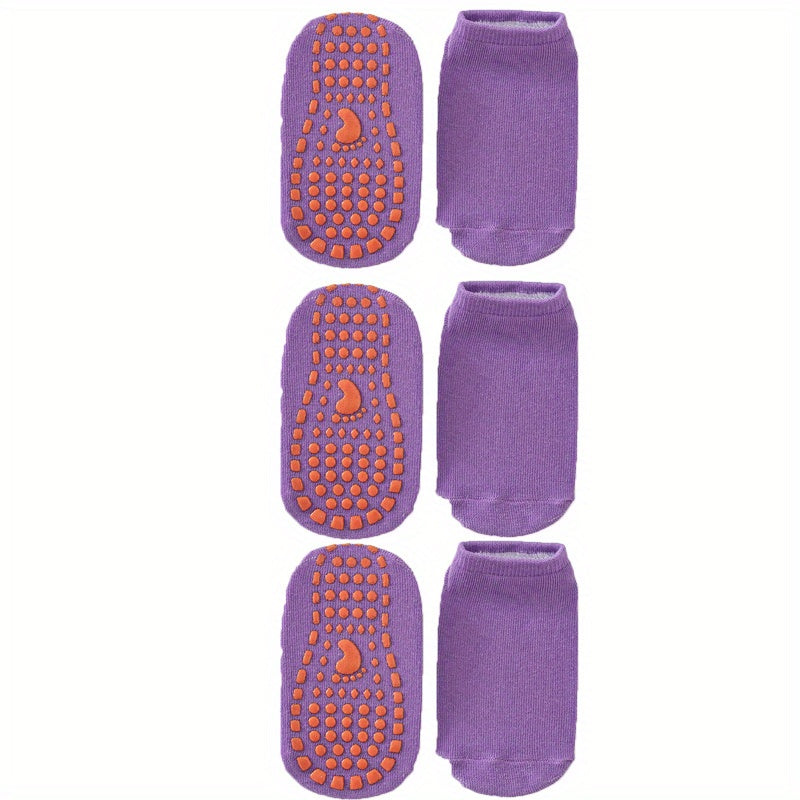 3 Pairs Kids Non-Slip Silicone Floor Socks for Trampoline Indoor Use