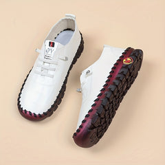 Women's Solid Flat Sneakers Casual Lace Up Low Top Shoes