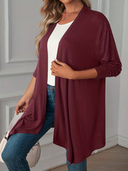 Casual Cardigan Women's Plus Solid Long Sleeve Open Front