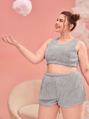 Plush Crop Tank & Shorts Pajamas Set Two Piece