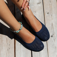 Women's Solid Knit Slip On Shoes Soft Sole Breathable Casual Outdoor Shoes