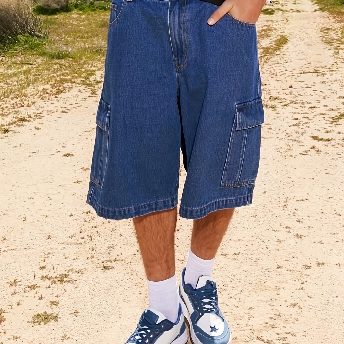 Men's Loose Fit Denim Shorts with Pockets