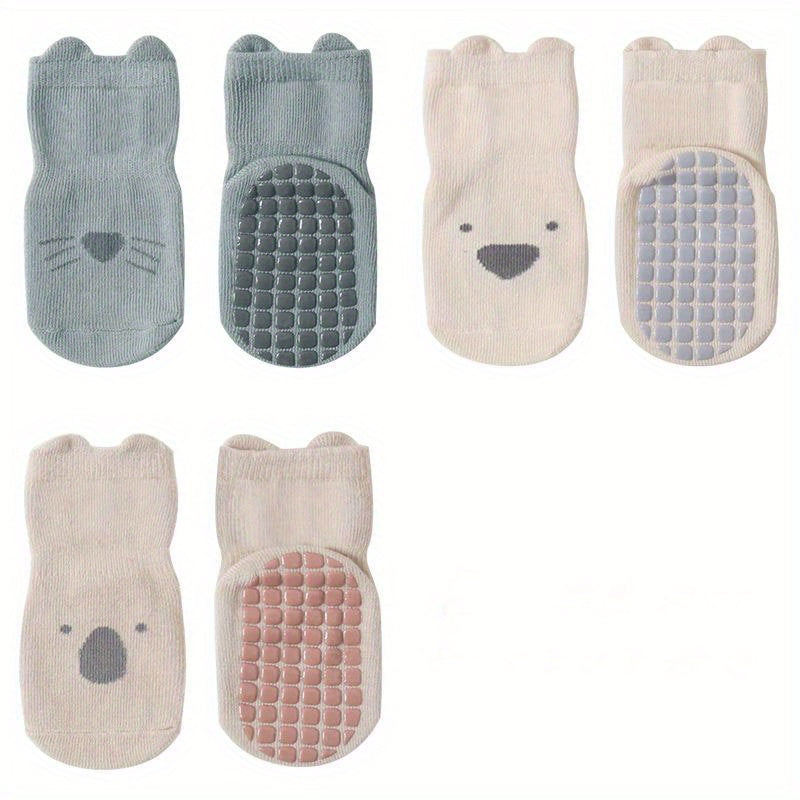 3 Pairs Cartoon Non Slip Floor Socks for Boys Breathable Sport Socks for Kids