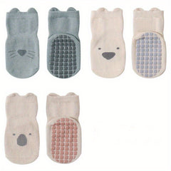 3 Pairs Cartoon Non Slip Floor Socks for Boys Breathable Sport Socks for Kids