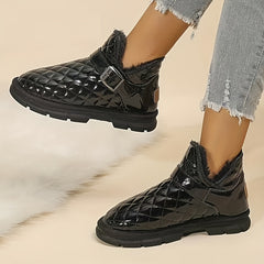Waterproof Snow Boots Fur Lined Thermal Plush Winter Keep Warm Shoe