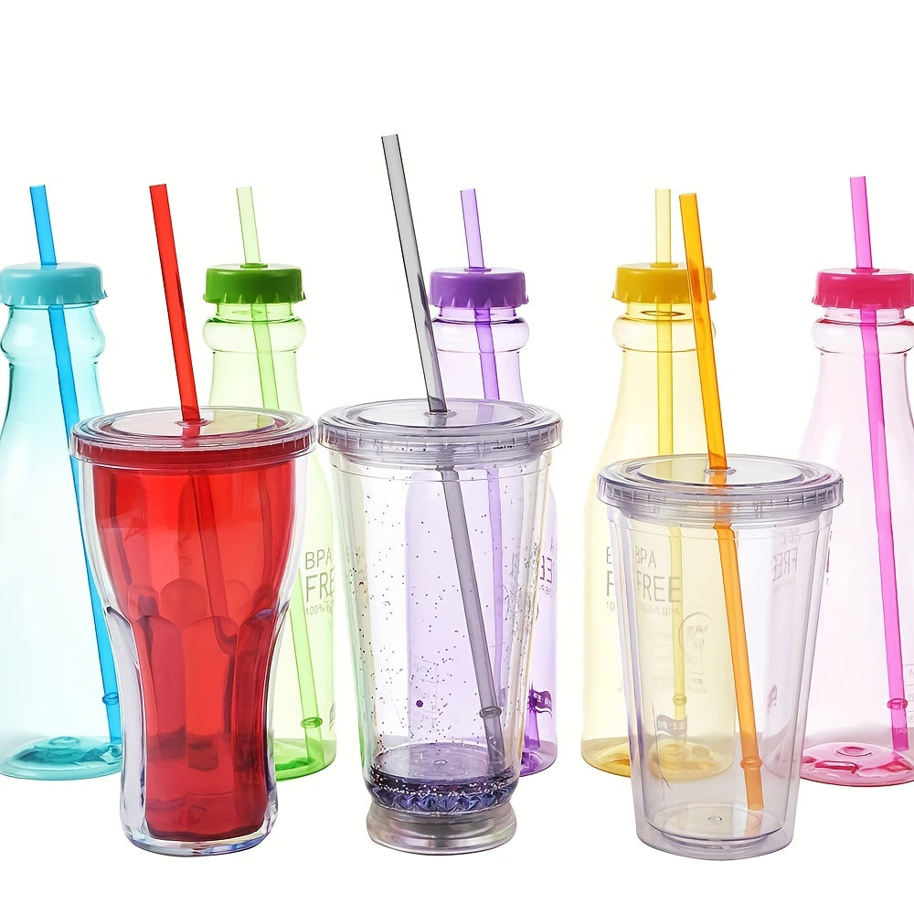 12 Rainbow Long Reusable Straws for Tall Cups Tumblers Mason Jars