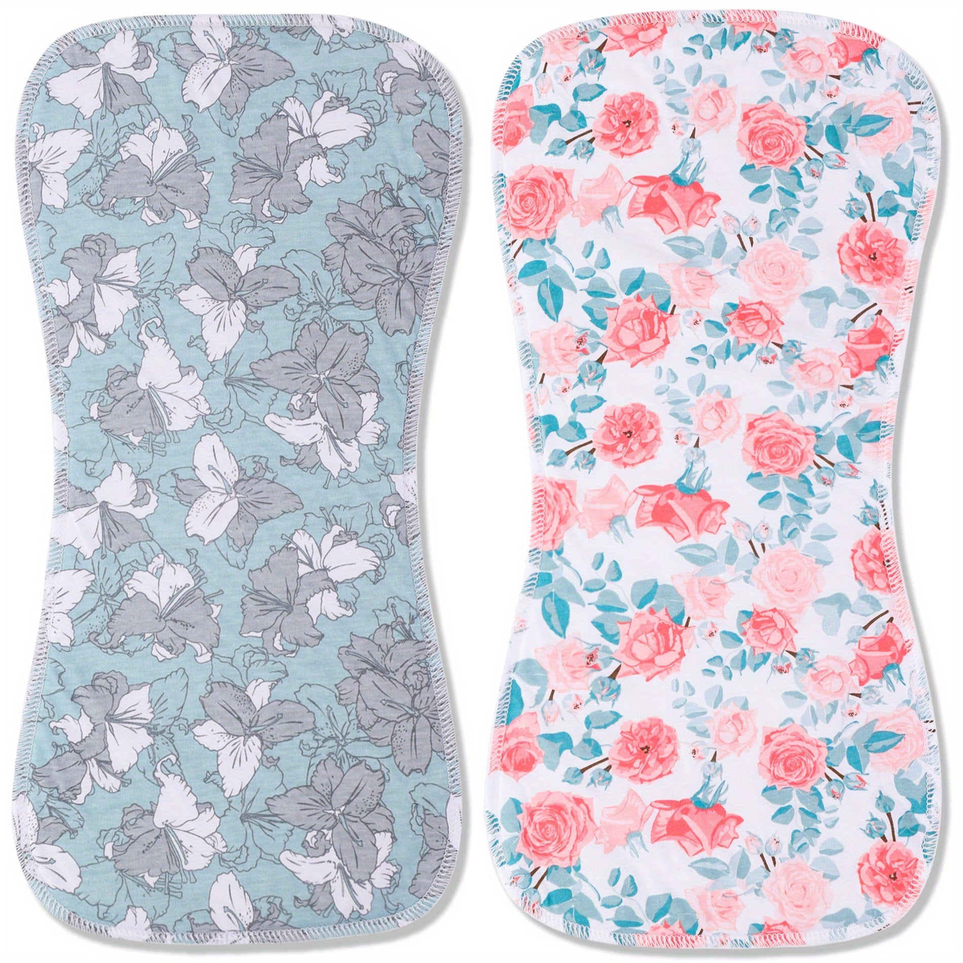 2 Pack Cotton Baby Burp Cloths Soft For Baby Girls