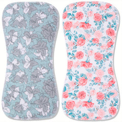 2 Pack Cotton Baby Burp Cloths Soft For Baby Girls