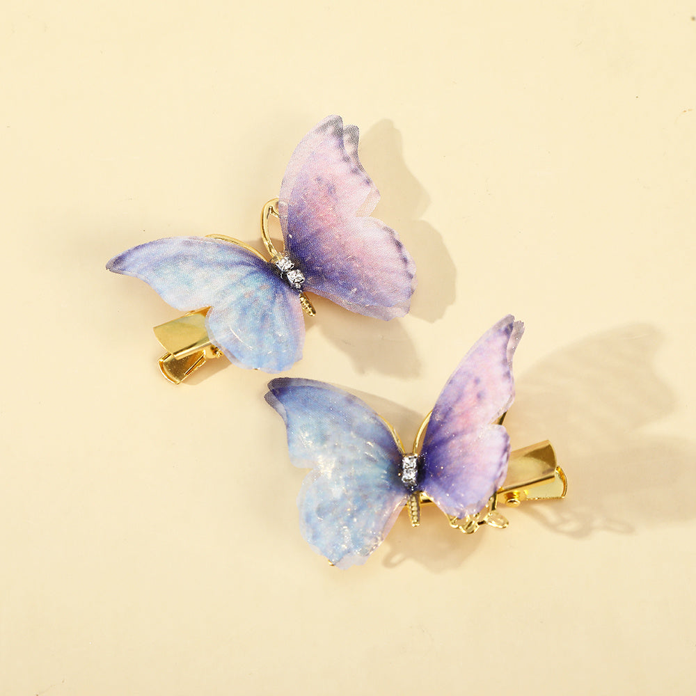 6 Pcs Pink & Golden Butterfly Hair Clips