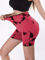 Tie Dye Compression Biker Shorts Women Gym Yoga Fitness