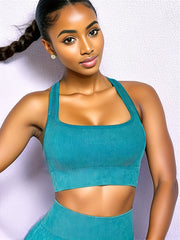 Yoga Sports Bra & High Waist Shorts Set Activewear