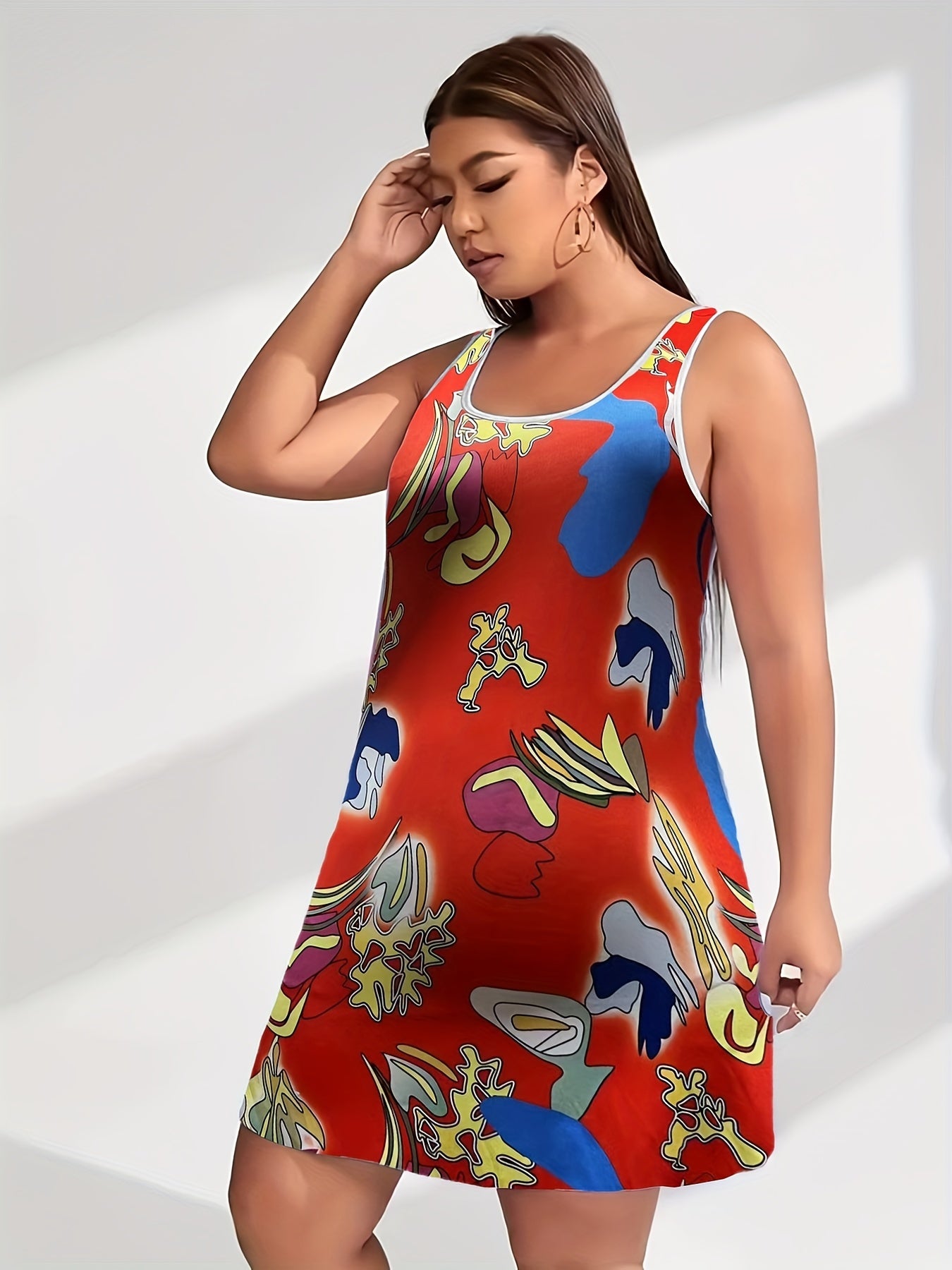 Abstract Print Pajama Tank Dress