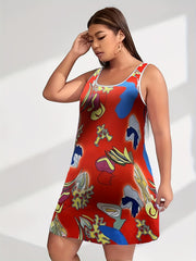 Abstract Print Pajama Tank Dress