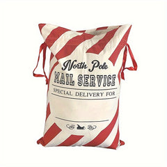 1pc Striped Christmas Bag Large Webbing Cotton Striped Christmas Bags