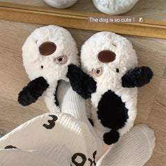 Cartoon Puppy Furry House Shoes For Boys Non Slip Soft Walking Shoes