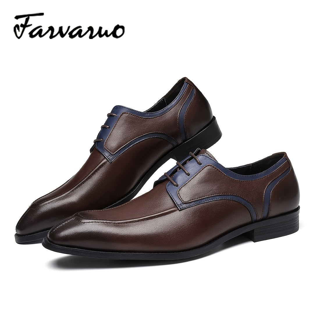FARWARWO Men's Pointed Toe Leather Formal Dress Shoes