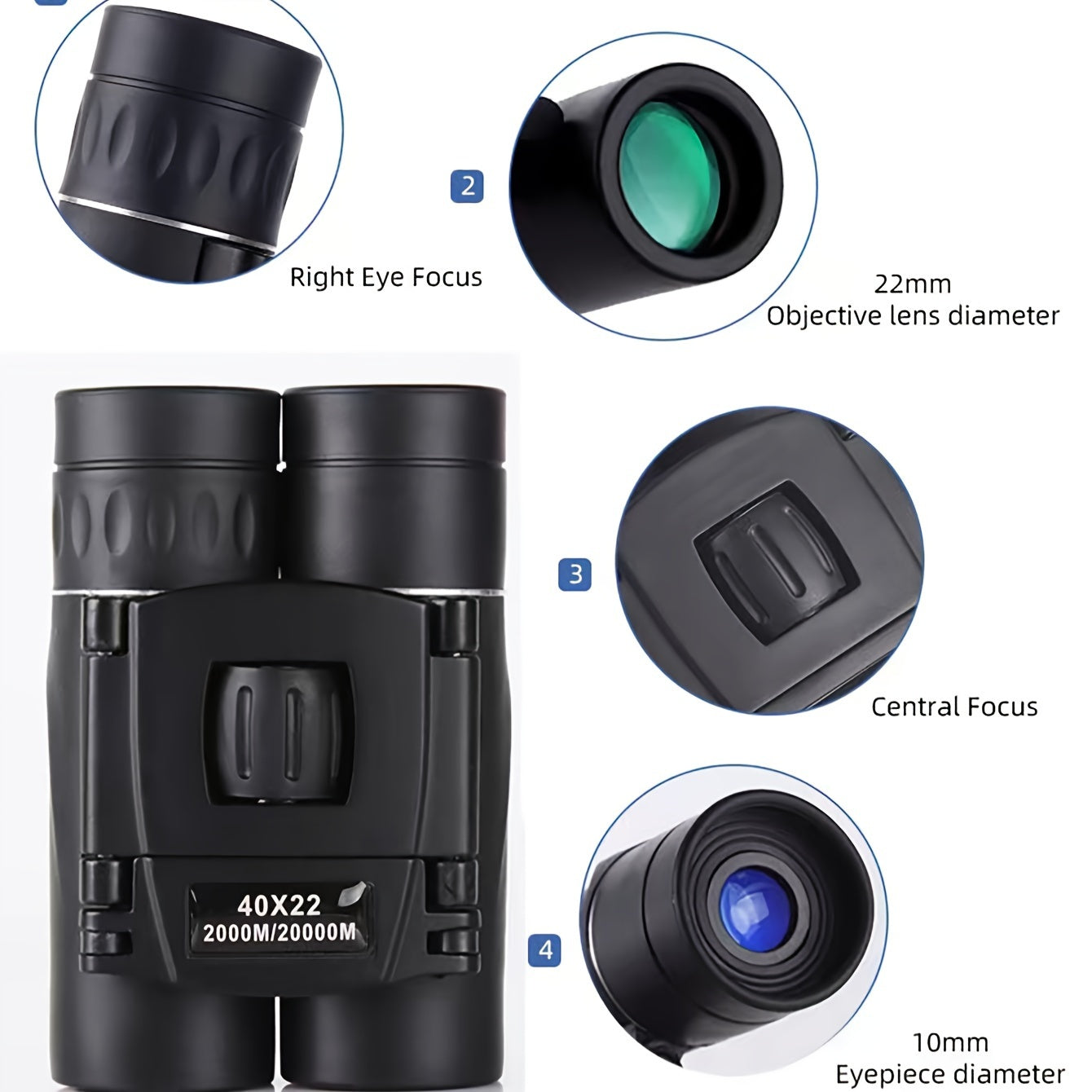 Portable HD Binoculars for Travel Camping Hiking