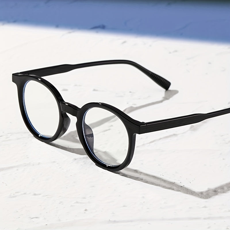 Round Frame Clear Lens Glasses Anti Light Stylish Eyewear