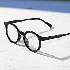 Round Frame Clear Lens Glasses Anti Light Stylish Eyewear