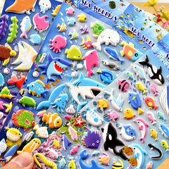 10 Pack Ocean Theme PVC Stickers Sea World Animal Decals for Cars Laptops