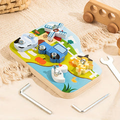 Farm Wooden Screw Twisting Toy Set