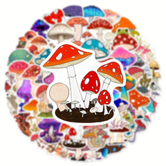 50pcs Cartoon Mushroom Waterproof Stickers For Guitar Skateboard Phone