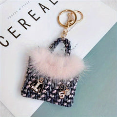 Mini Fur Bag Keychain Keyring Backpack Handbag Purse Pendant Accessories