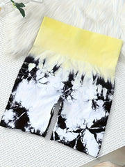 2Pcs Tie Dye Yoga Shorts High Waist Butt Lifting Slimming Fitness Shorts