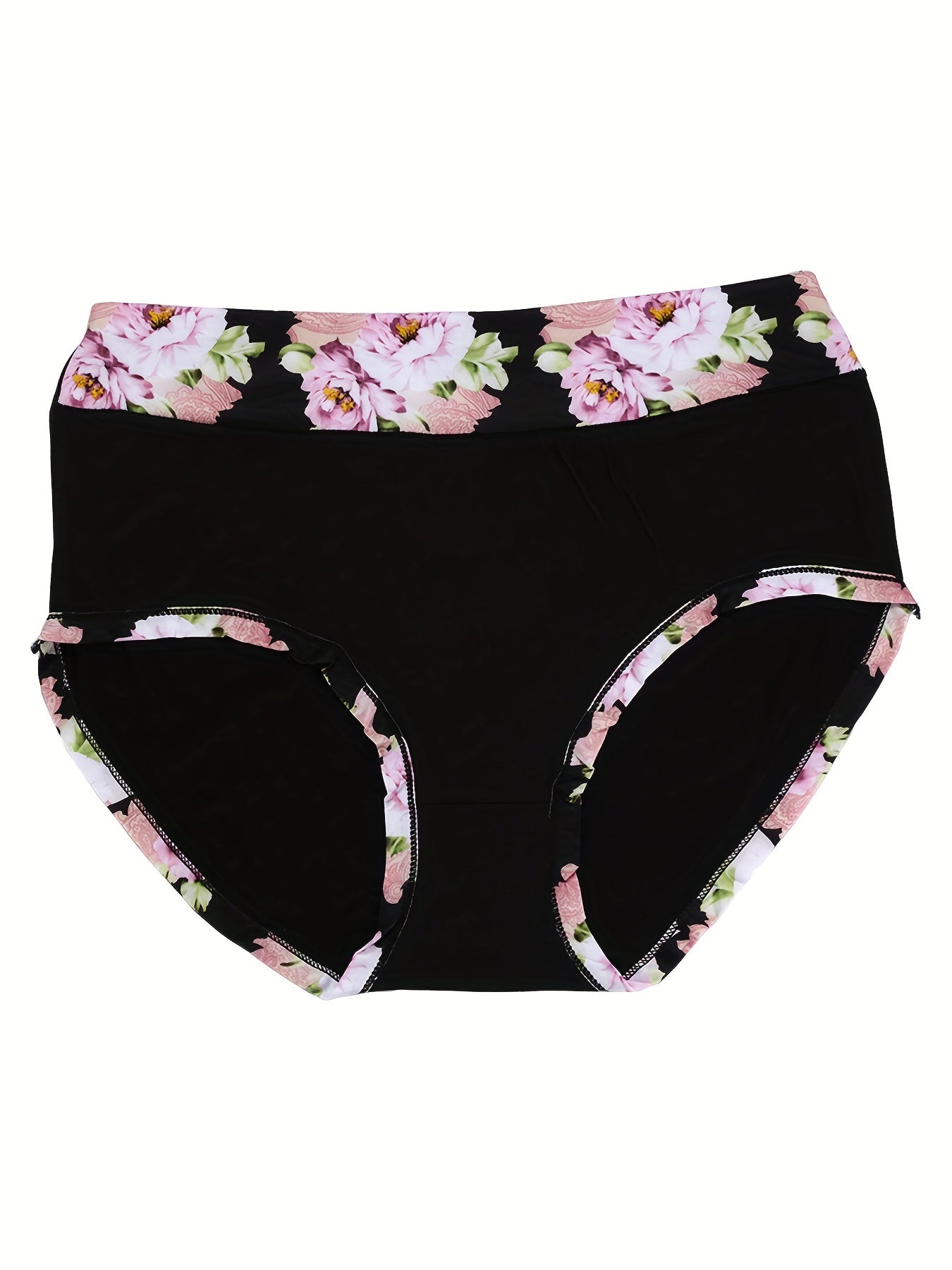 Women's Plus Size Soft Floral Print Panties 4-Pack Set