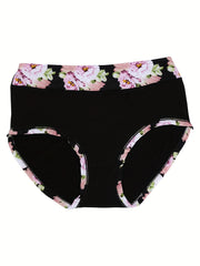 Women's Plus Size Soft Floral Print Panties 4-Pack Set